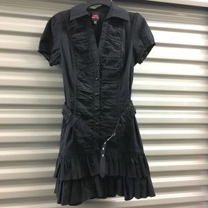 Bebe pleated black belted dress.